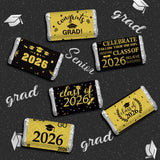 Graduation Party Decorations, 2026 Graduation Candy Stickers, 120 PCS Black Gold Congrats Grad Mini Candy Wrapper Class of 2026 Bar Label Stickers