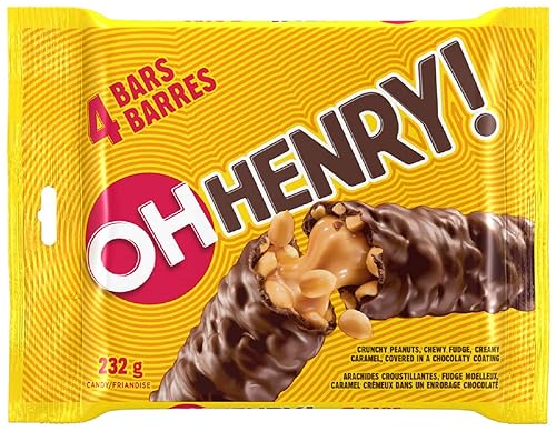 4 Full Sized OH Henry! chocolatey Candy Bars 232g (Imported From Canada)
