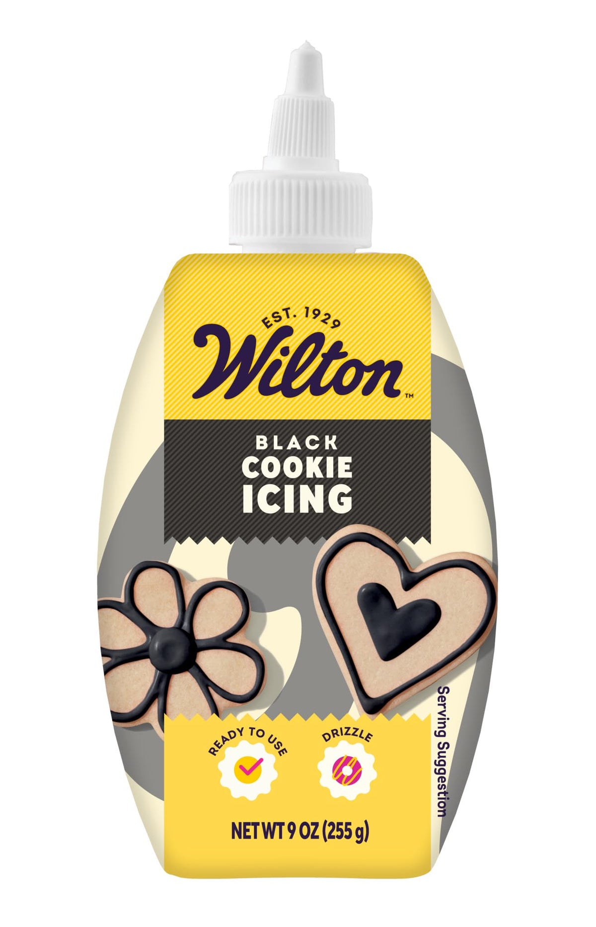 Wilton Cookie Icing, Ready-to-Use Fast-Drying Squeeze Bottle Icing for Decorating Sugar Cookies & Gingerbread, 9 oz, Black
