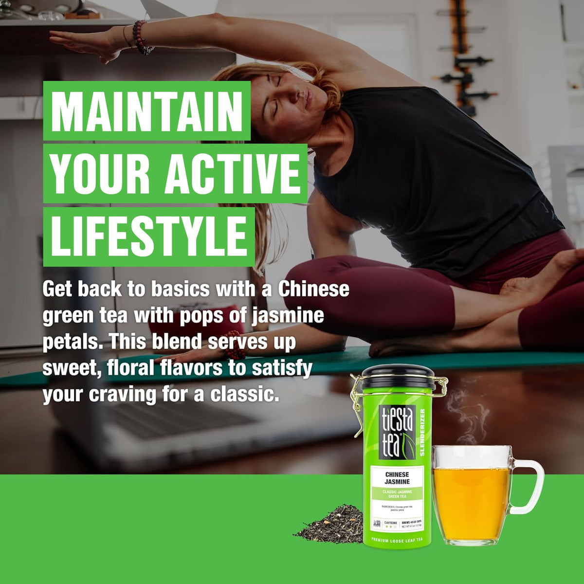 Tiesta Tea - Chinese Jasmine, Loose Leaf, Classic Jasmine, Medium Caffeinated Green Tea, Brews Up to 50 Cups, 4.5 Ounce Refillable Tin