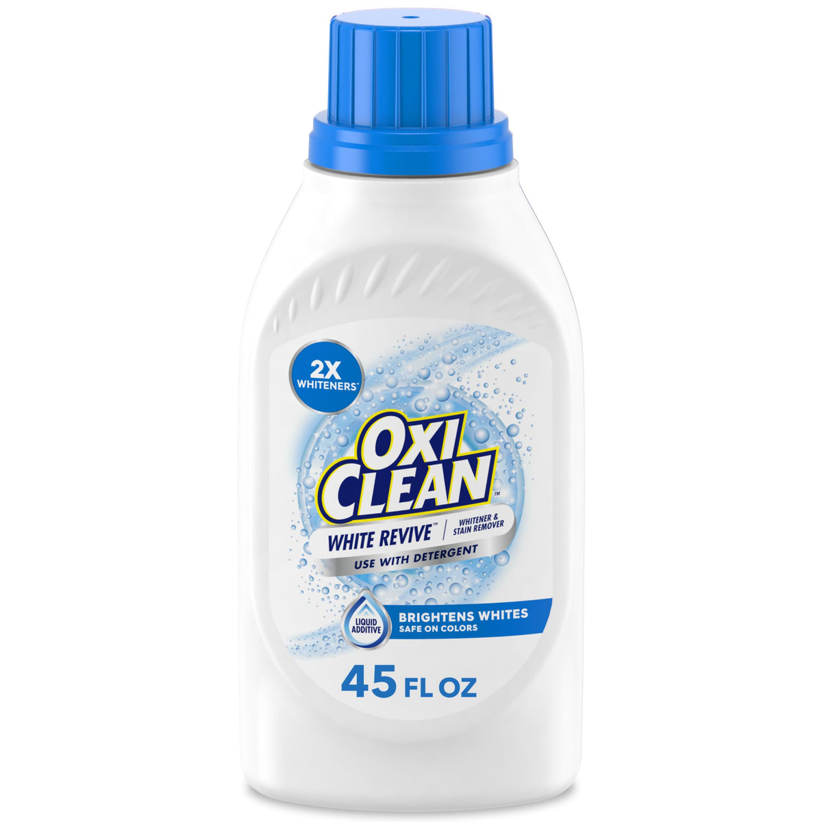 OxiClean White Revive Whitener & Stain Remover Liquid Additive, Water-Activated Oxygen Bleach for Laundry, 45 fl oz