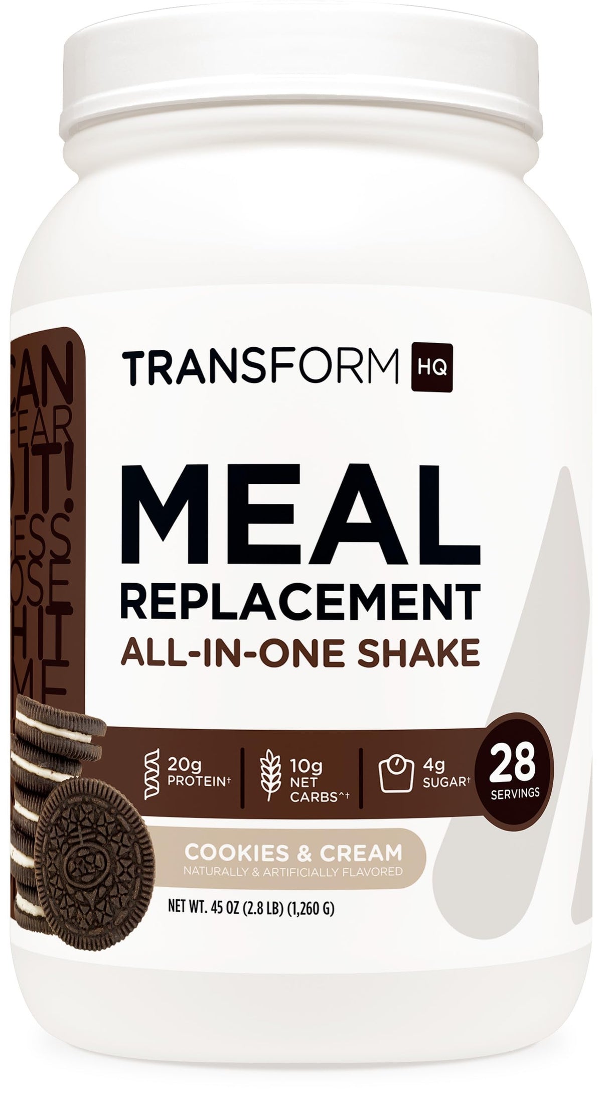 TransformHQ Meal Replacement Shake Powder 28 Servings (Cookies & Cream) - Non-GMO