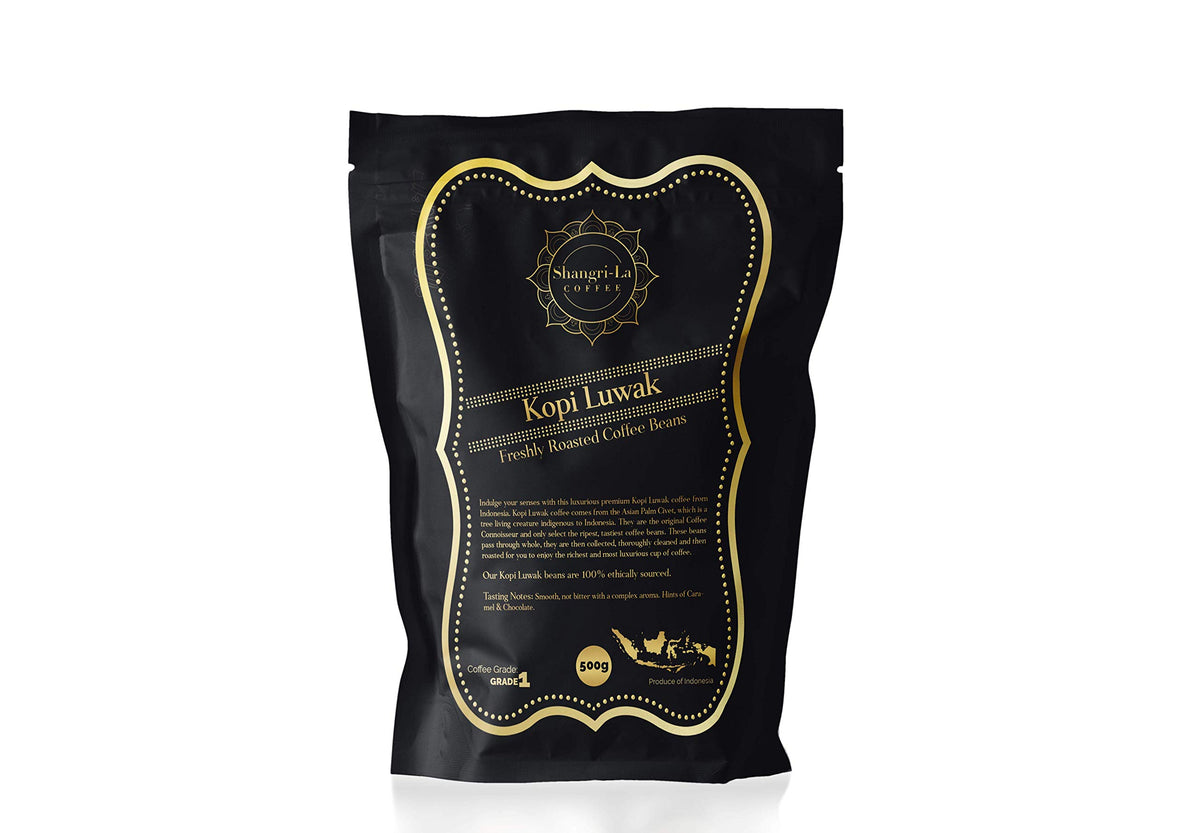 Shangri-La Coffee - Wild Kopi Luwak Coffee - Sustainably Sourced (from Indonesia) - Whole Bean and Ground Beans in Various Weights Available