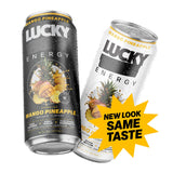 Lucky Energy Drink Mango Pineapple, Zero Sugar, 200mg Caffeine, 12 Pack