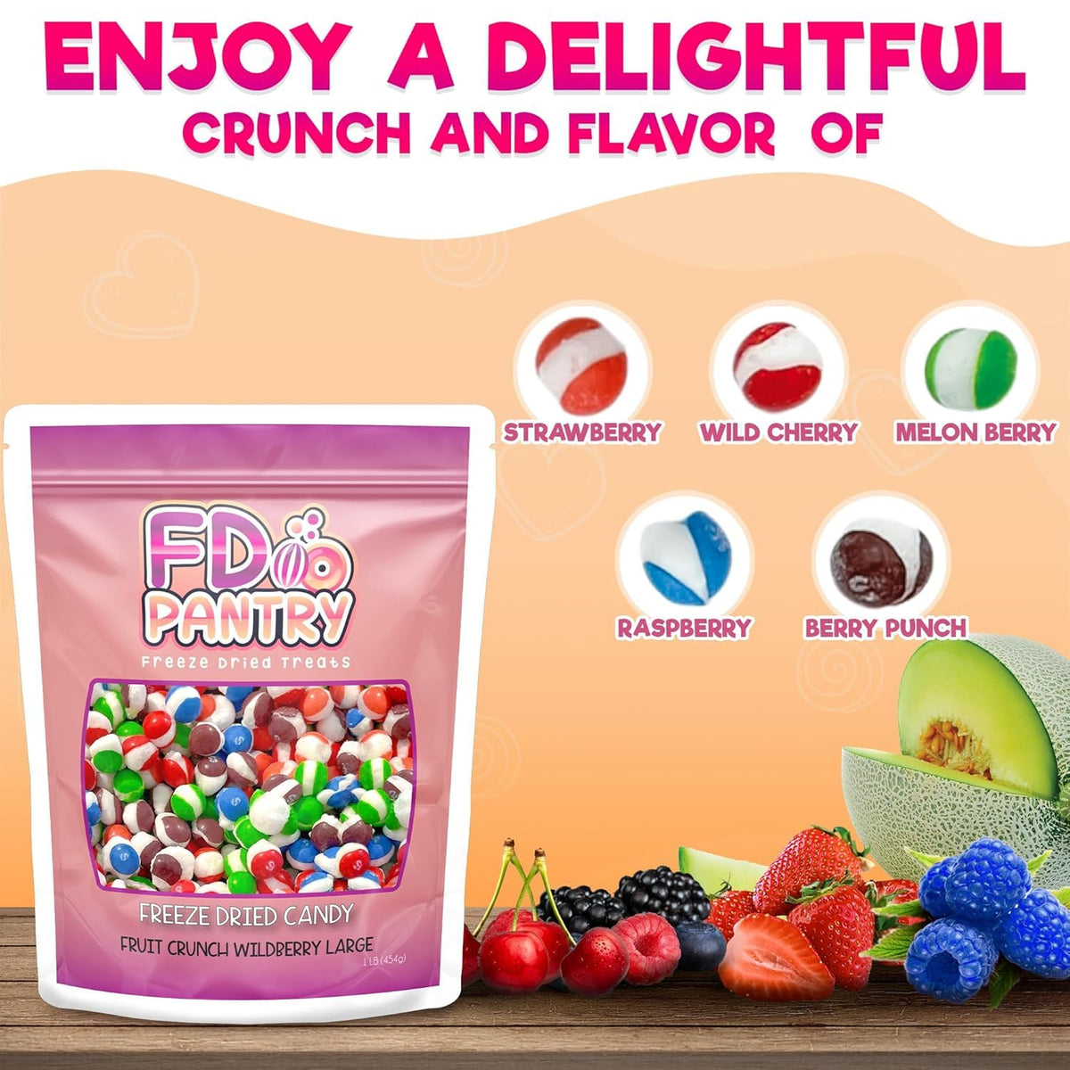 Fruit Crunch Freeze Dried Candy Variety Pack - Wildberry & Tropical Flavors - 16 oz Each - Crunchy Fruity Snack Treats in Large Pouches - Assorted