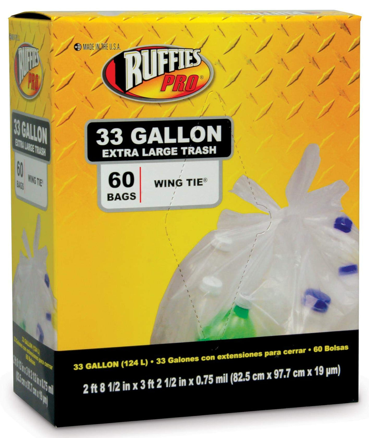 Ruffies 60 Count Recycling Bag, 33 Gallon