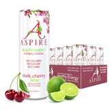 Aspire Dark Cherry Lime, Healthy Energy Drink, Natural Caffeine from Green Tea, Keto-Friendly, Sugar-Free, Zero Calories, 12 fl oz Cans (Pack of 12)