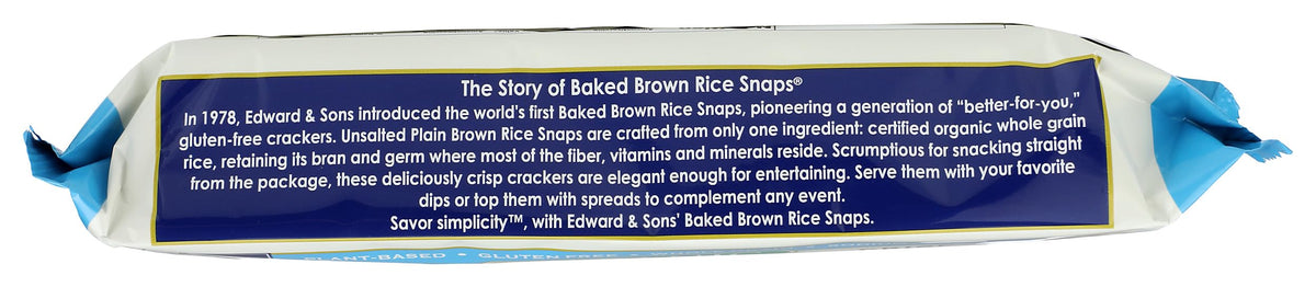 Edward & Sons, Rice Snaps Plain Unsalted Organic, 3.5 Ounce