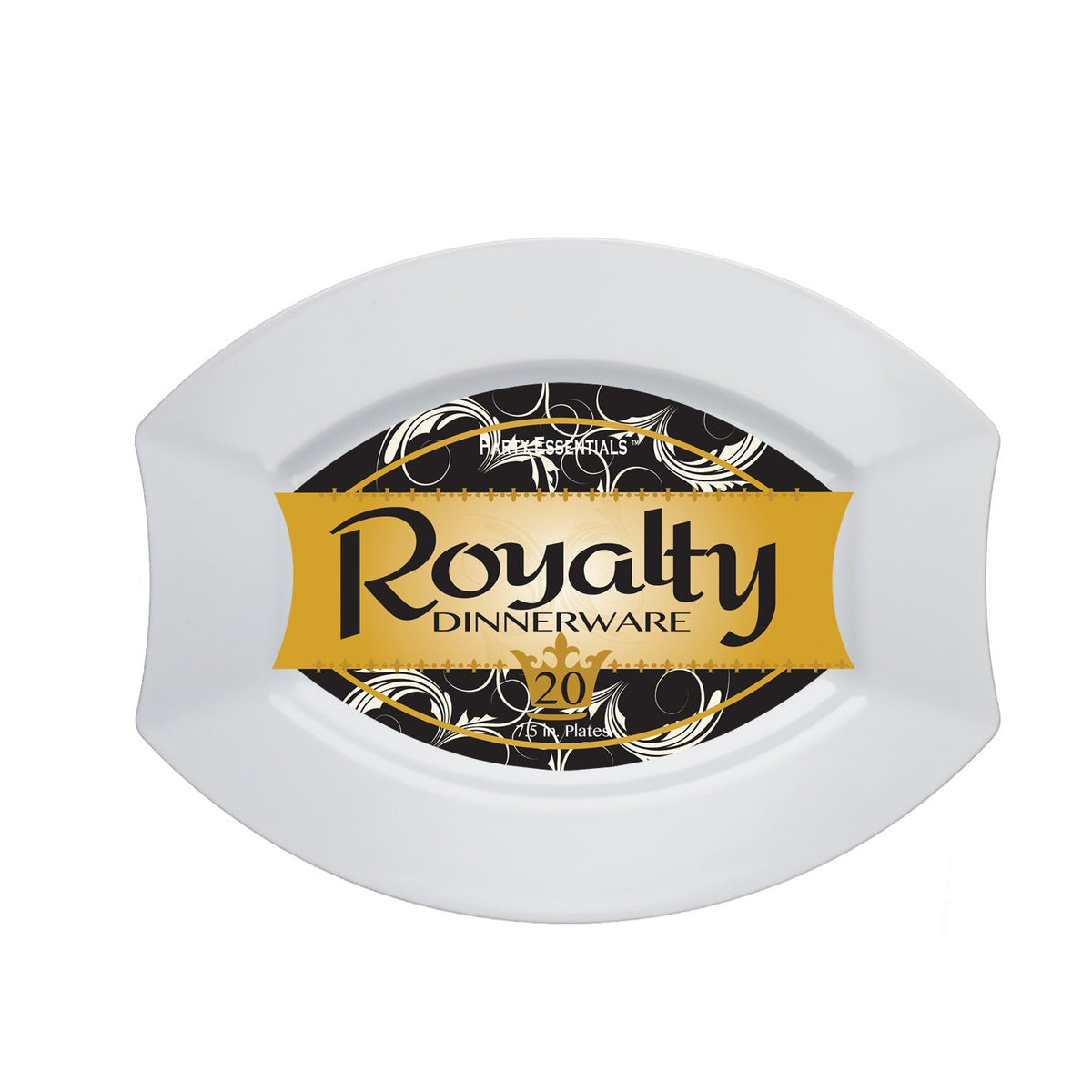 Party Essentials Party Supplies Fancy Plastic Dinnerware For Wedding/Birthday/All Occasions, 7.5" x 6.25", Salad/Dessert Plates, 20-Count, White Oval