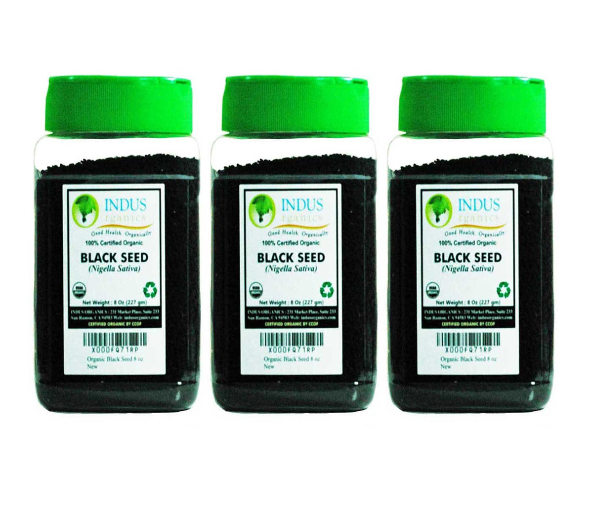 Indus Organics Black Seeds, Black Cumin, (Nigella Sativa), 8 Oz (X3 of Jars), Premium Grade, High Purity, Freshly Packed