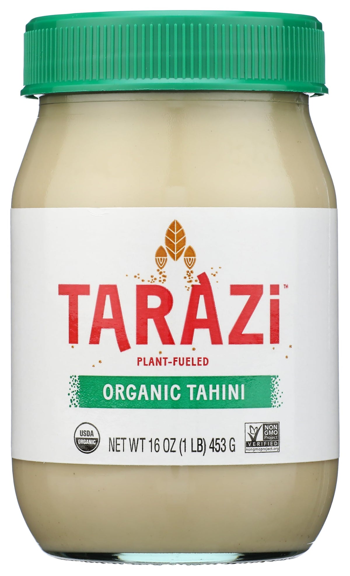 Tarazi Organic Tahini 1 Pound Glass Jar Non-Gmo Gluten-Free No-Preservatives Vegan Kosher Porduct of California