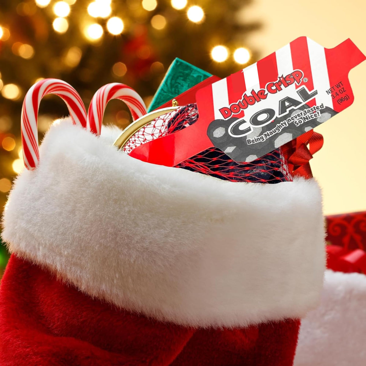 Sweetzo Double Crisp Chocolate Coal, Individually Wrapped Candy for Stocking Stuffers, Christmas Gag Gift (Pack of 2 Coal)
