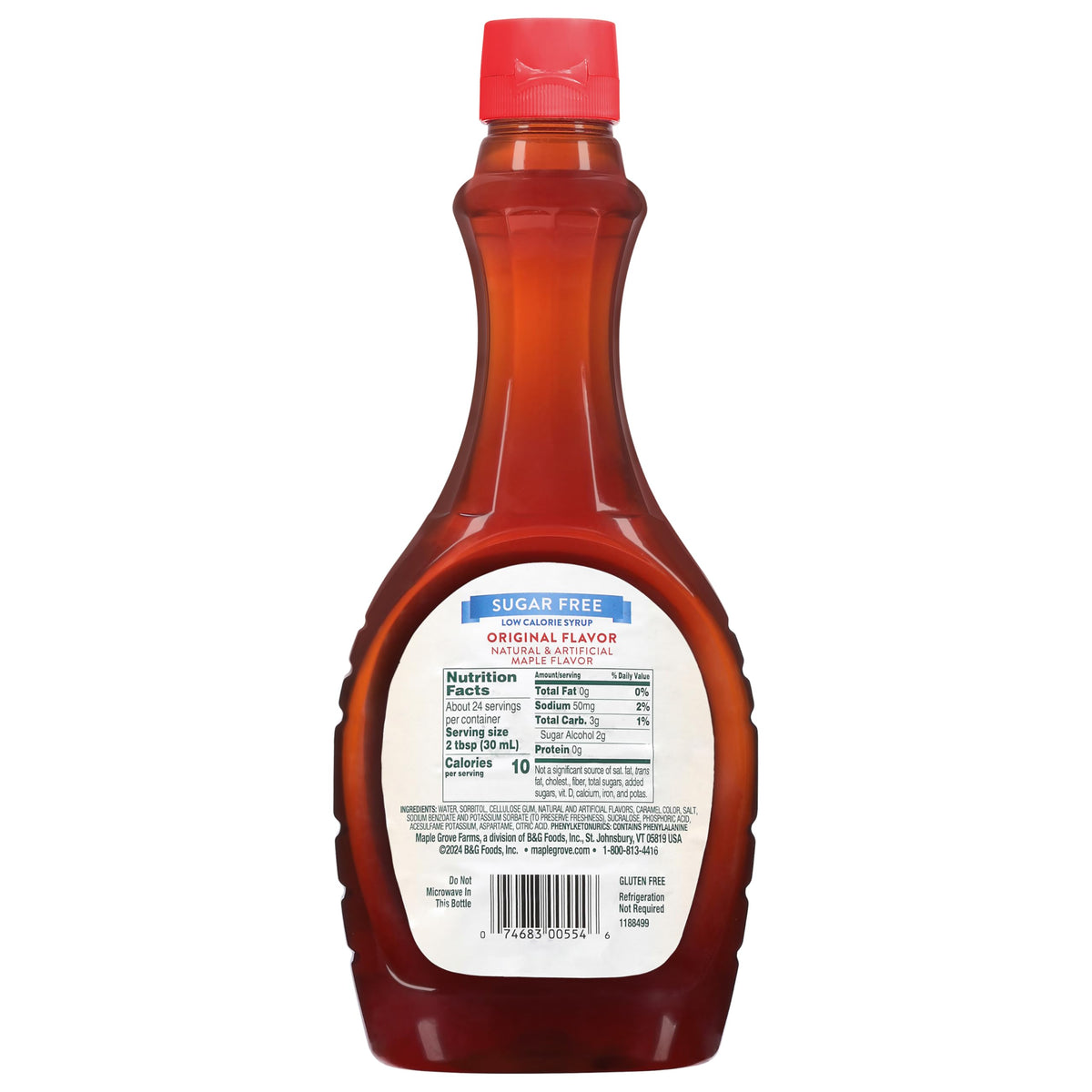 Maple Grove Farms Syrup, Sugar Free, 24 Ounce