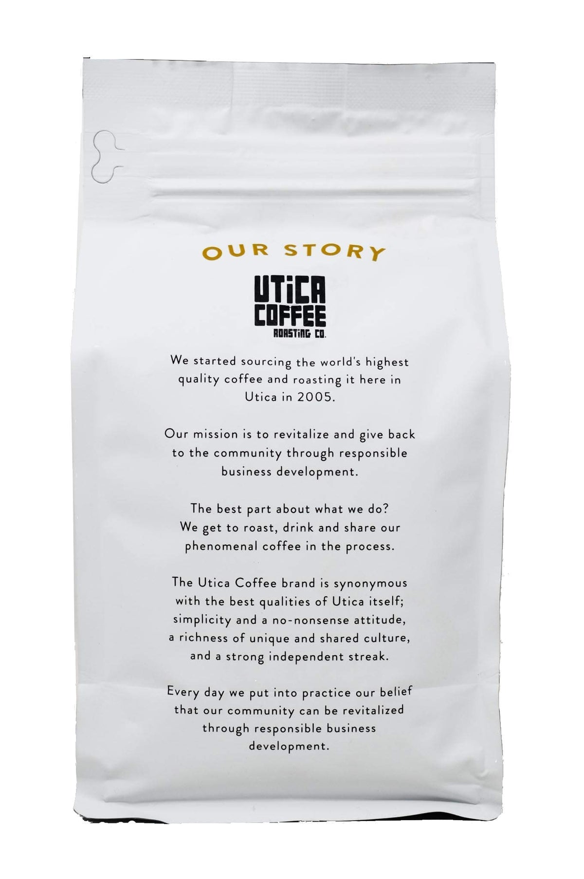 Utica Coffee Roasting Co. Adirondack Specialty Medium Roast Ground Coffee | 16 Oz Reclosable Bag