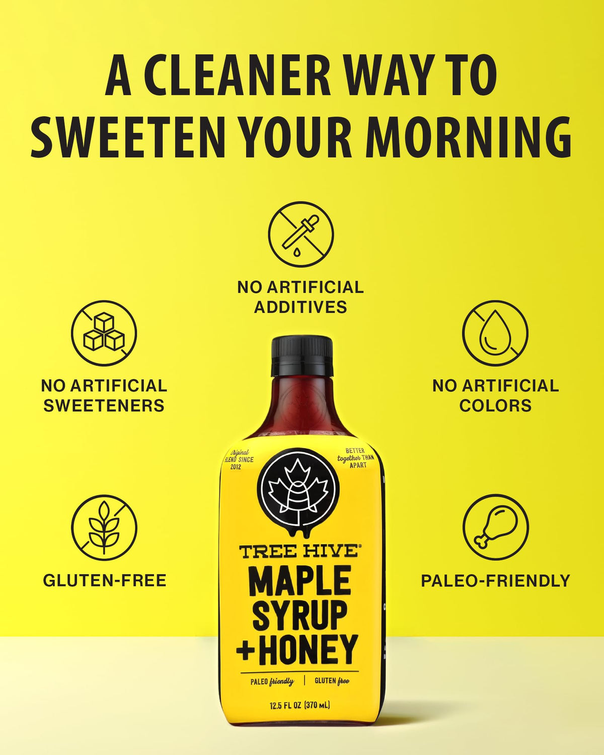 Tree Hive Maple Syrup with Honey, Vanilla, and Organic Cinnamon - All-Natural, No Artificial Ingredients, Gluten-Free - 12.5 oz