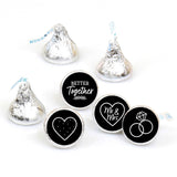 Mr. and Mrs. - Black & White Wedding Favors - Round Candy Stickers - 108pc