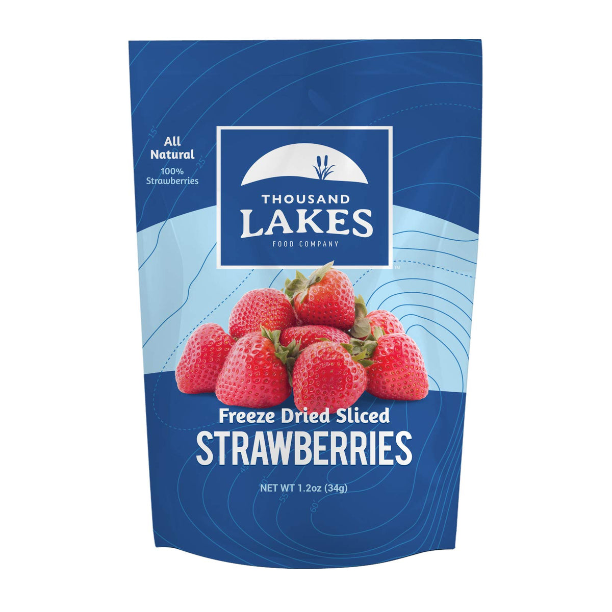 Thousand Lakes Freeze Dried Fruit - Strawberries 4-pack 1.2 ounces (4.8 ounces total) | No Sugar Added | 100% Sliced Strawberries