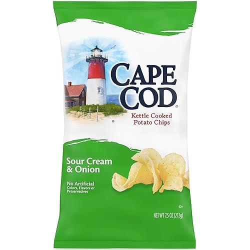 Cape Cod Potato Chips, Sour Cream and Onion Kettle Cooked Chips, 7.5 Oz