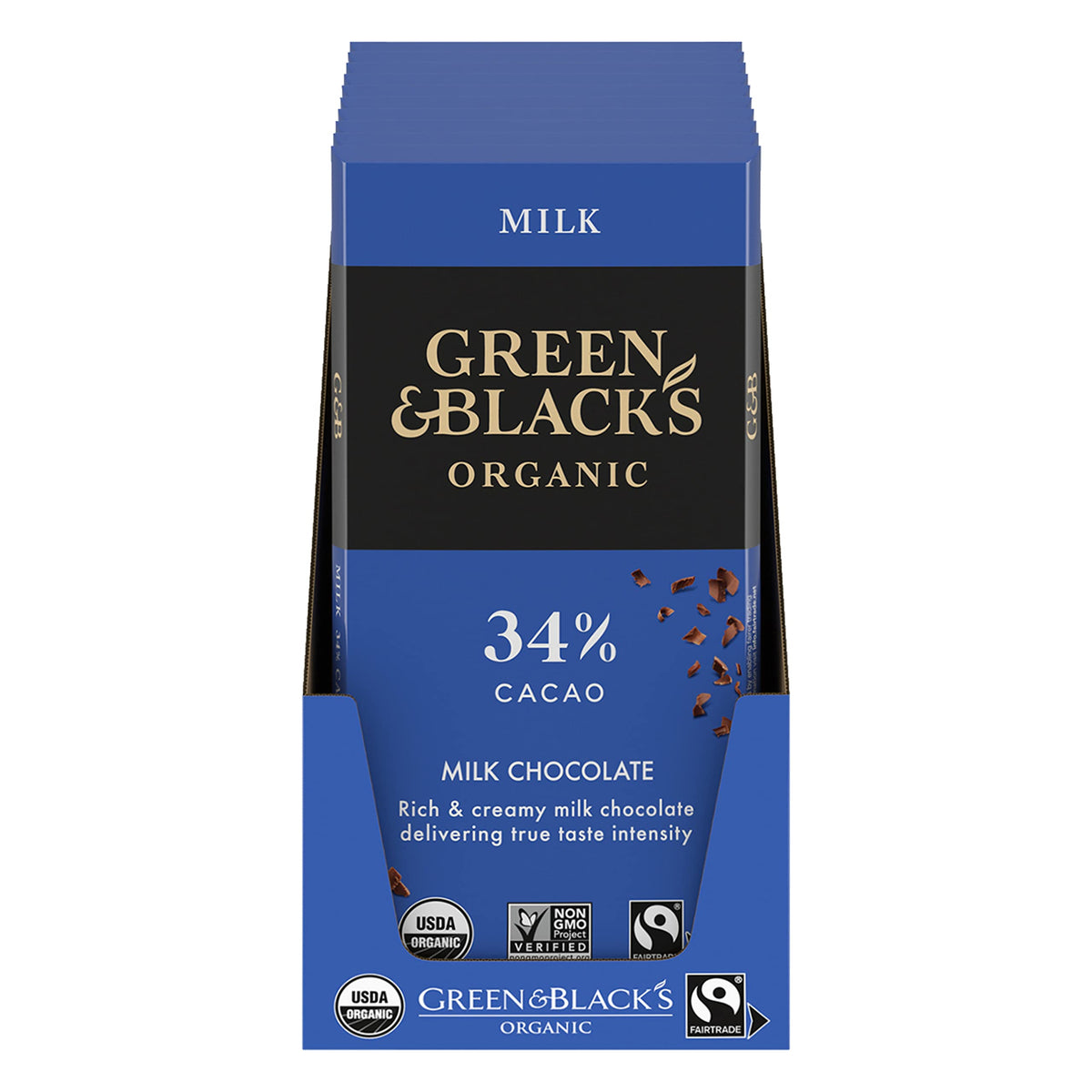 Green & Black's Organic Milk Chocolate Bar, 34% Cacao, 10 - 3.17 oz Bars