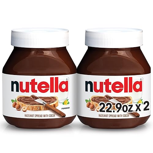 Nutella Chocolate Hazelnut Spread with Cocoa, Sweet topping for baking, breakfast and desserts, 2 Pack, 22.9 oz Each