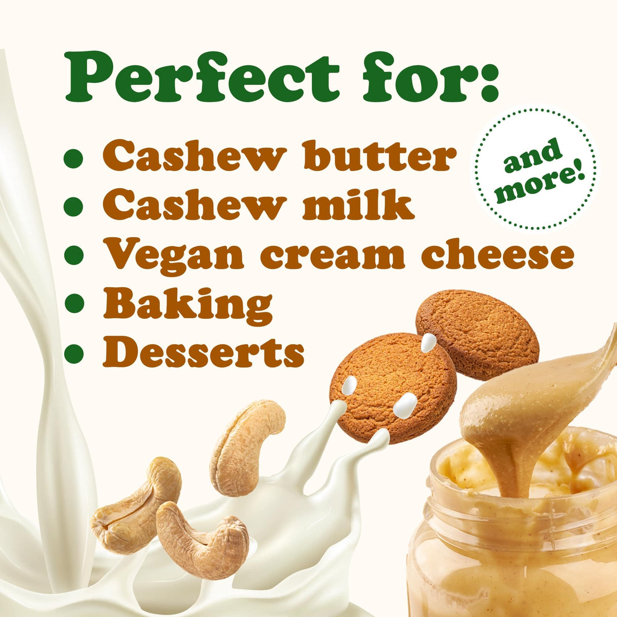 Food to Live Raw Cashews, 8 Ounces Deluxe Whole Nuts, Unsalted, Unroasted Fancy Snack, Size W-320, Kosher, Vegan, Bulk, A good source of Magnesium