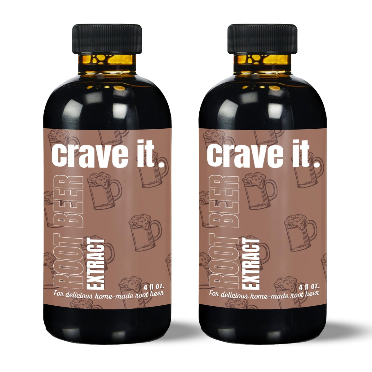 Crave It 4 Ounce Root Beer Extract - Easiest Homemade Root Beer, Makes 4 Gallons - 2 Pack