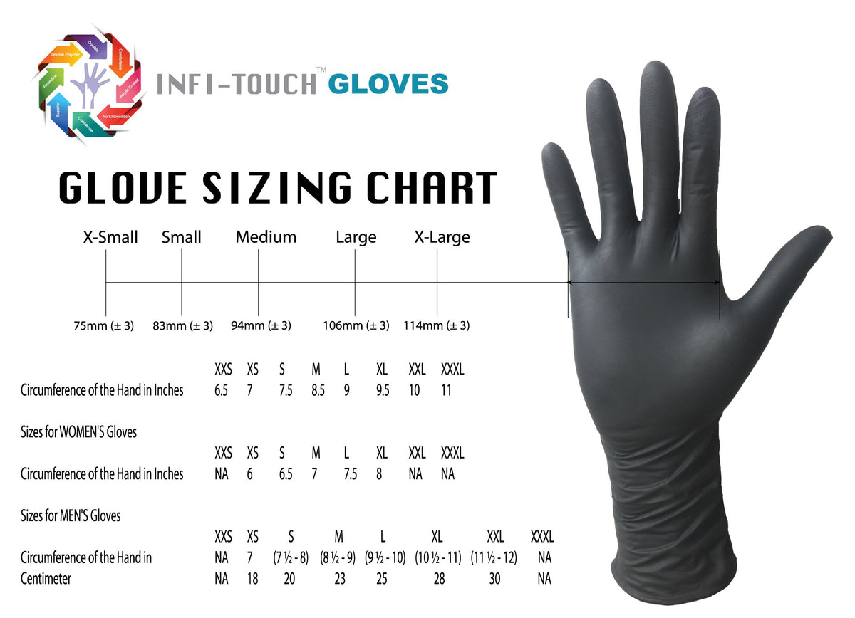 Infi-Touch Black Nitrile Protective Gloves, Medium, Pack of 100