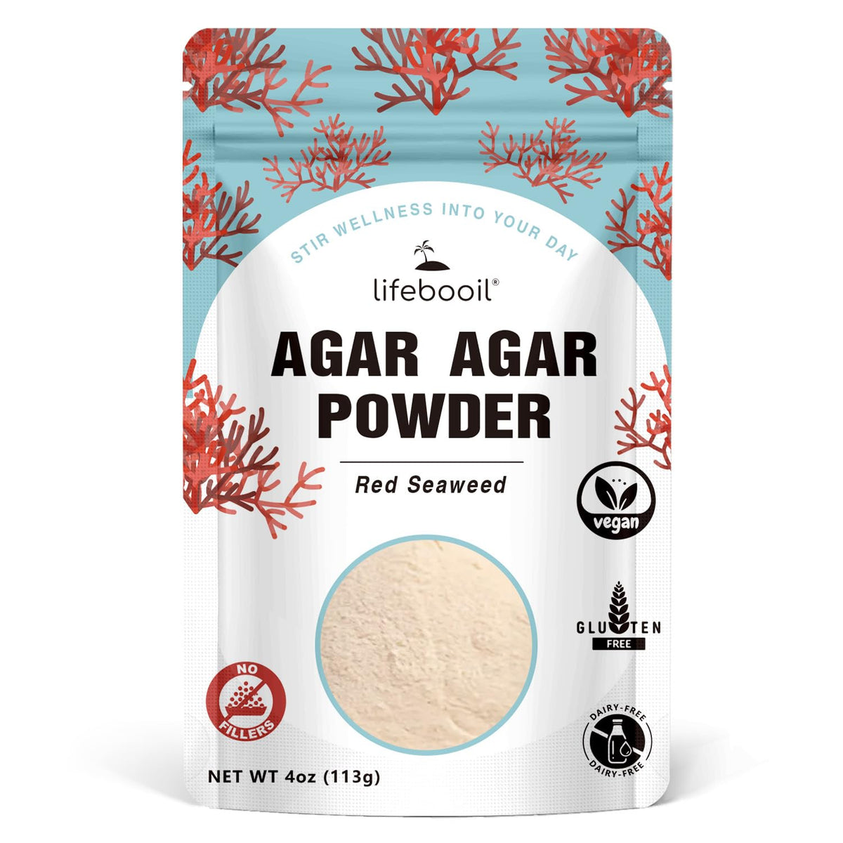 Agar Agar Powder, Vegan Unflavored Gelatin Substitute, Non-GMO, Gluten Free, No Additives and Preservatives, 4oz