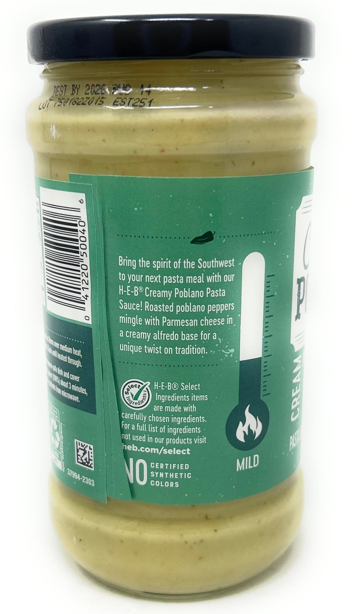 H?E?B Creamy Alfredo Poblano Pasta Sauce 15oz - 1 bottle