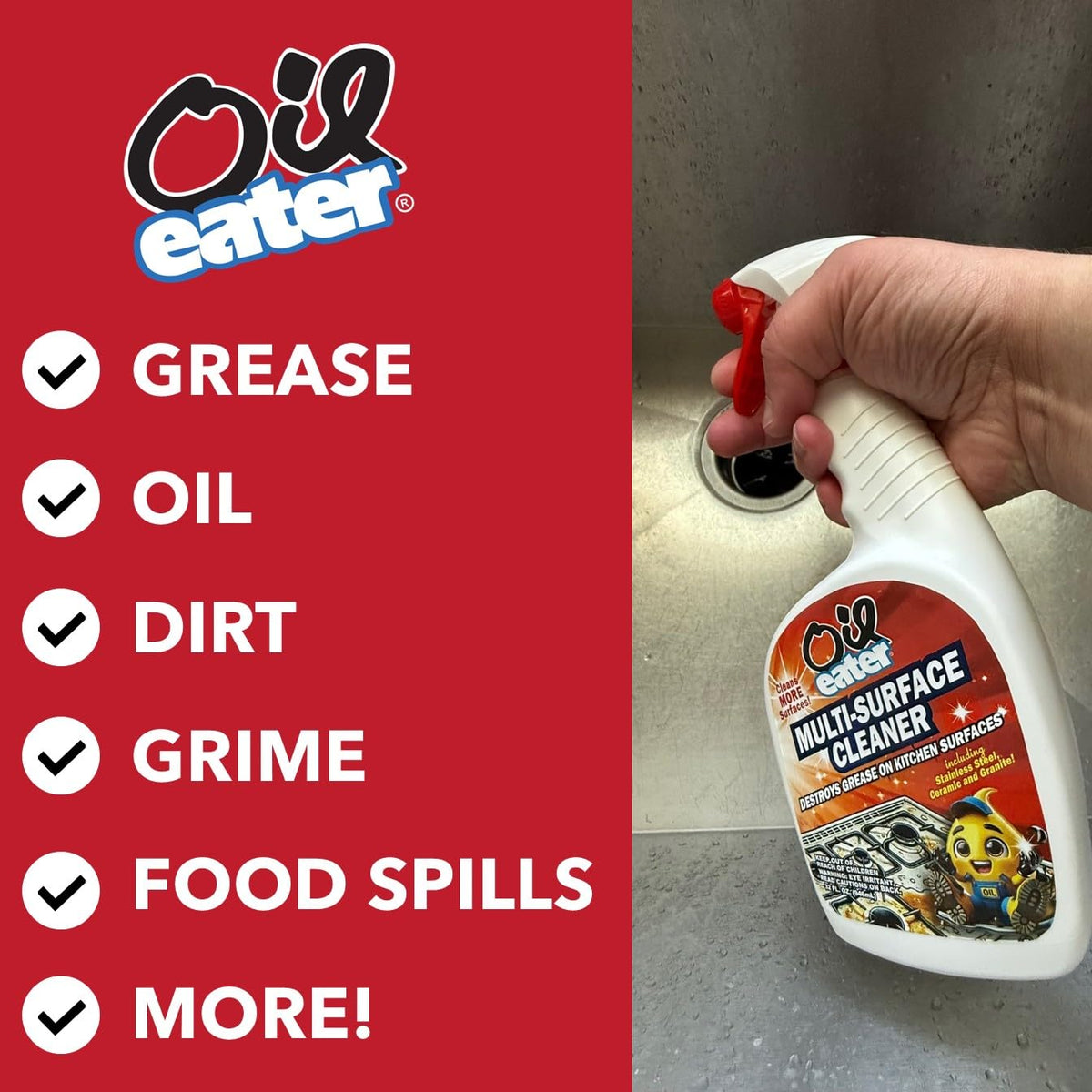 Multi-Surface Kitchen Cleaner Spray for Stovetops, Stainless Steel, Granite and More Surfaces, 32oz