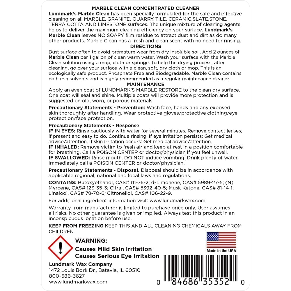 Lundmark Marble Cleaner, 32-Ounce, 3535F32-6, Clear