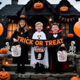 Halloween Basket Ghost Trick or Treat Bucket for Kids, Halloween Candy Bucket 7.9X13.9 Spooky Candy Tote Bag for Girl Boy Trick or Treat, Party Favor