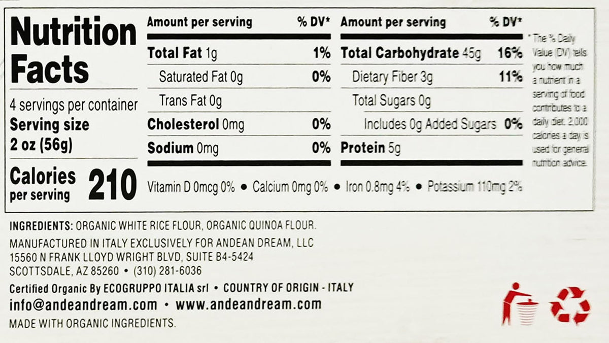 Andean Dream Quinoa Pasta, Og, Spaght, Gf, 8-Ounce (Pack of 6)