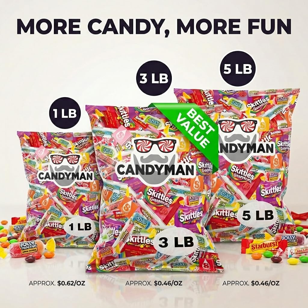 Candyman Candy Variety Pack, 1 lb, Individually Wrapped Bulk Candy