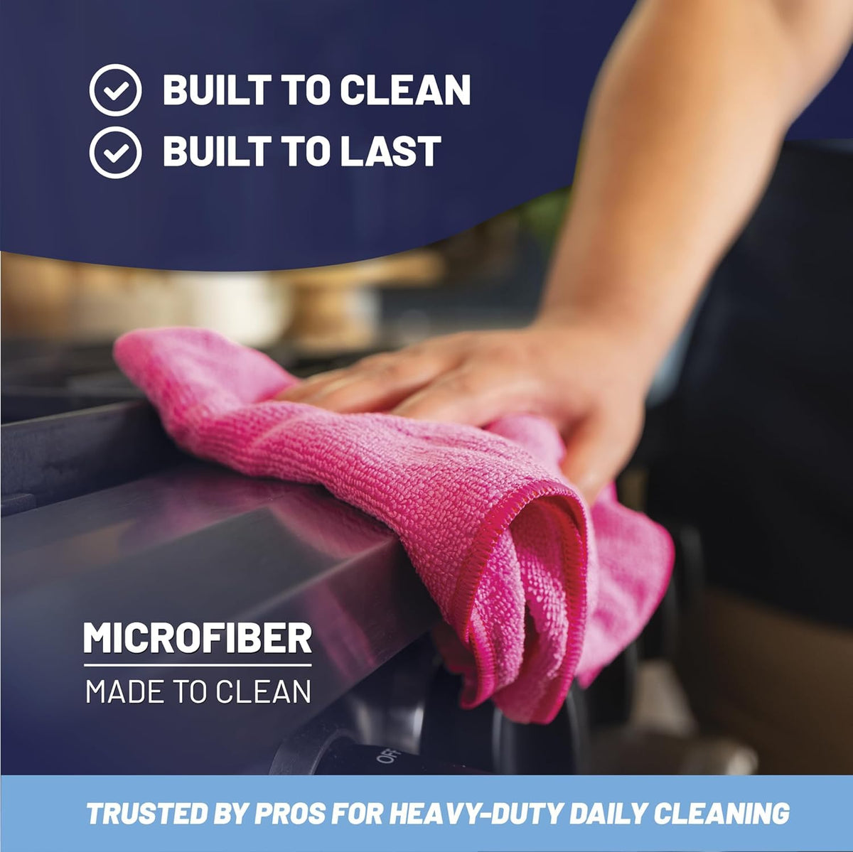MW PRO Microfiber Cleaning Cloths (12 Pack, 12"x12", Green) - Commercial Grade Housekeeping Towels & Janitorial Rags - Lint Free & Streak Free