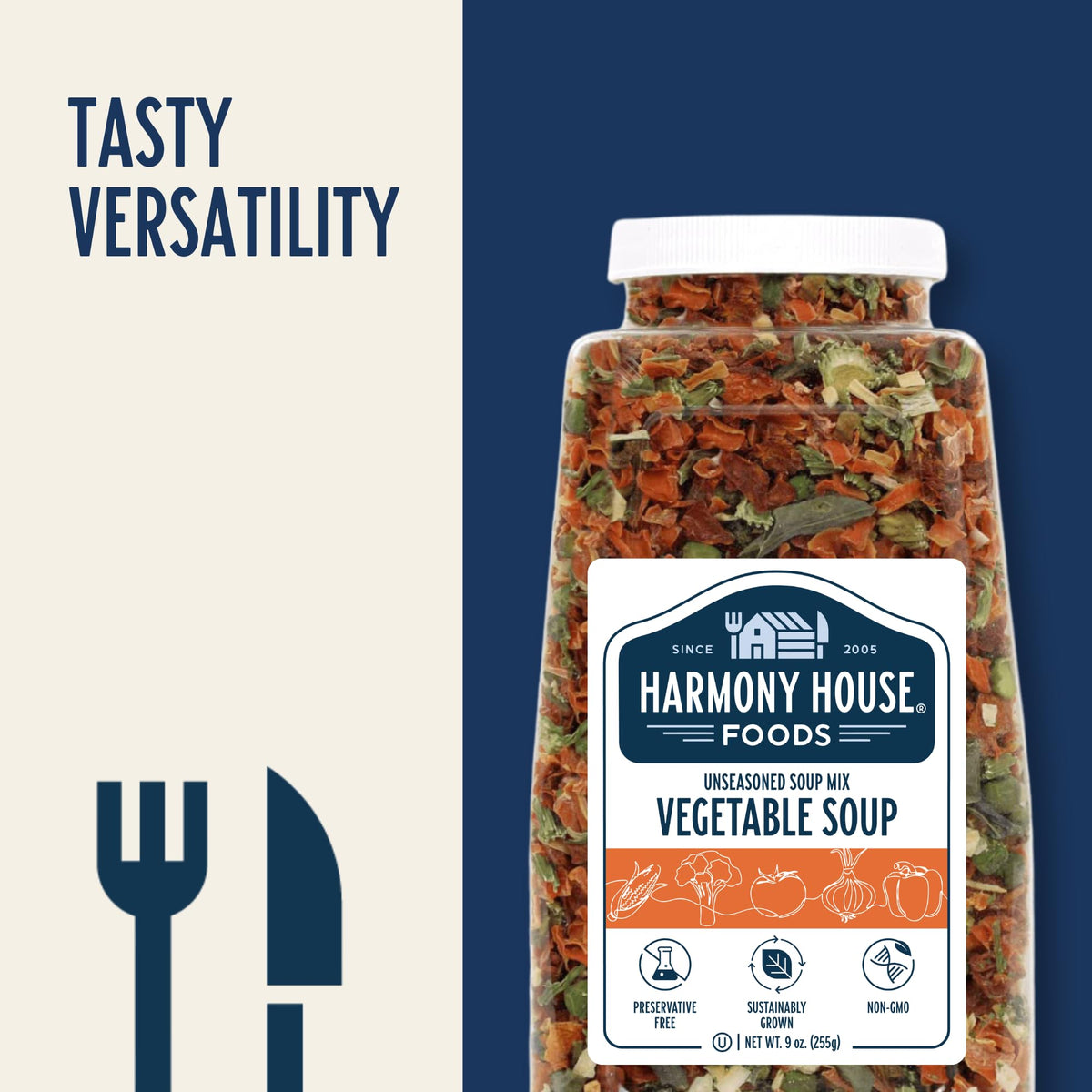 Harmony House Premium Vegetable Soup Mix - Dehydrated Vegetables for Cooking, Camping, Emergency Supply and More (9 oz, Quart Size Jar)
