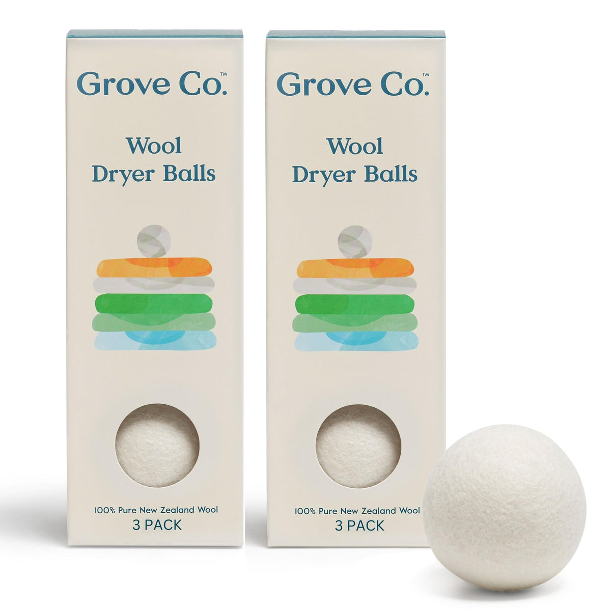 Grove Co. Wool Dryer Balls, Reusable Laundry Balls for Dryer, 100% New Zealand Wool, Reduce Drying Time, Wrinkles & Static, Sustainably Designed