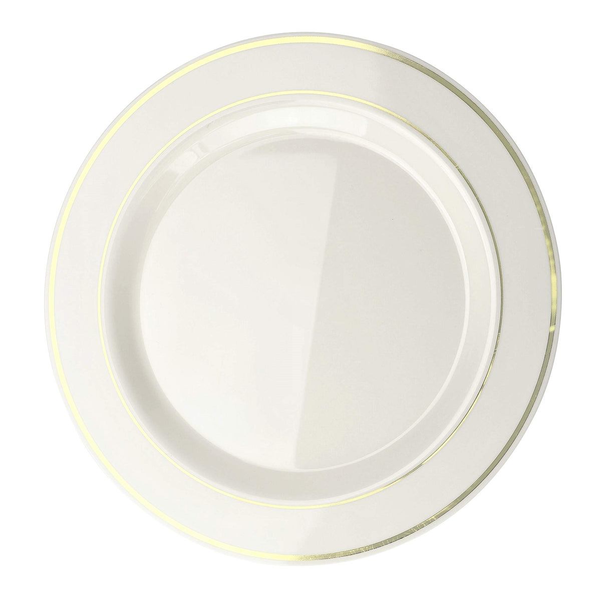 OCCASIONS 300 Pcs Set & 60 Guest Wedding Disposable Plastic Plate & Silverware Combo Set (Ivory & Gold Rim plates, Gold Silverware)