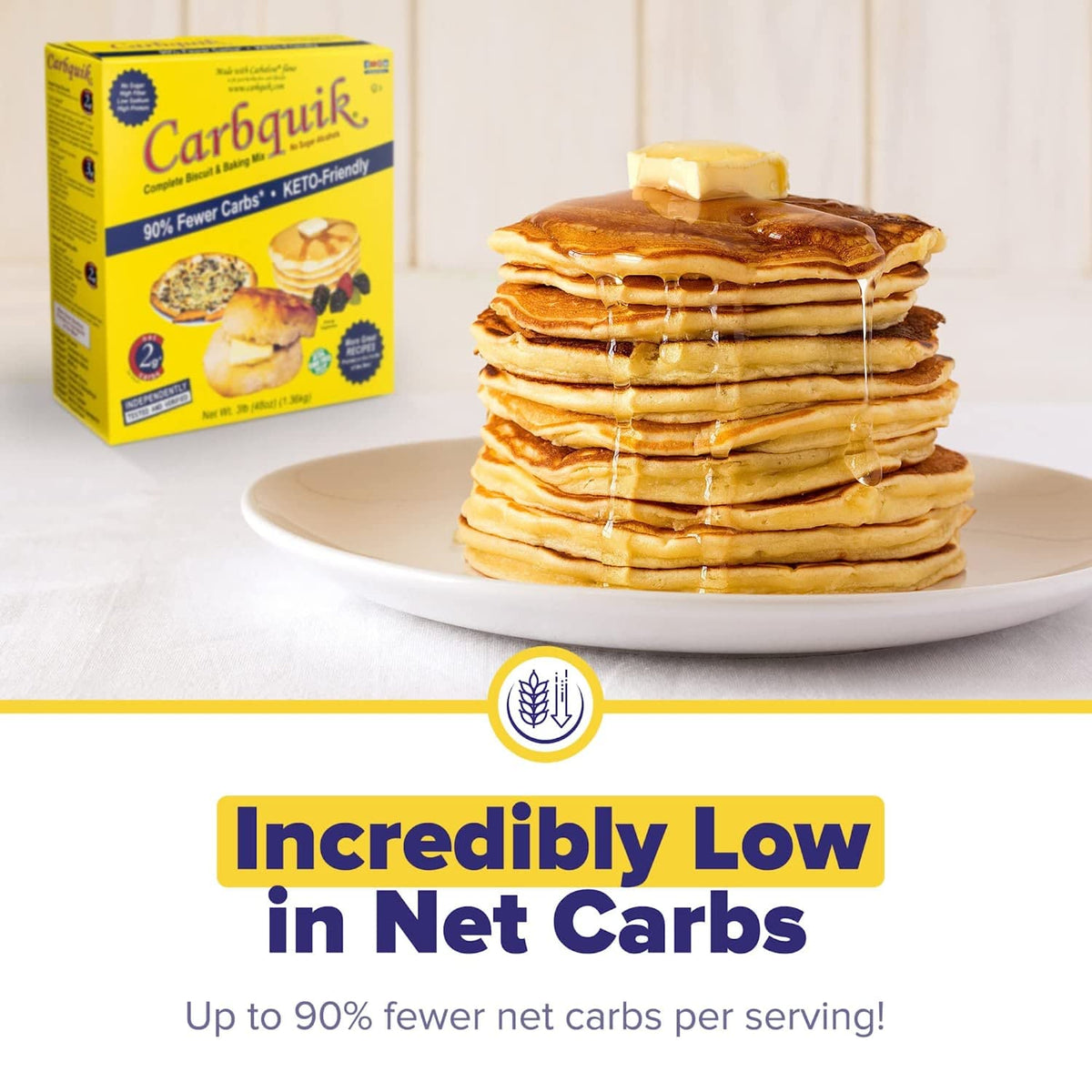 Carbquik Biscuit & Baking Mix (3 lb) Mix for Keto Pancakes, Biscuits, Pizza Crust, Bread, and More - Keto Food - No Sugar - Low Carb - Nut Free - Quick and Easy Keto Friendly Substitute for Traditional Baking Mix (3-Pack)
