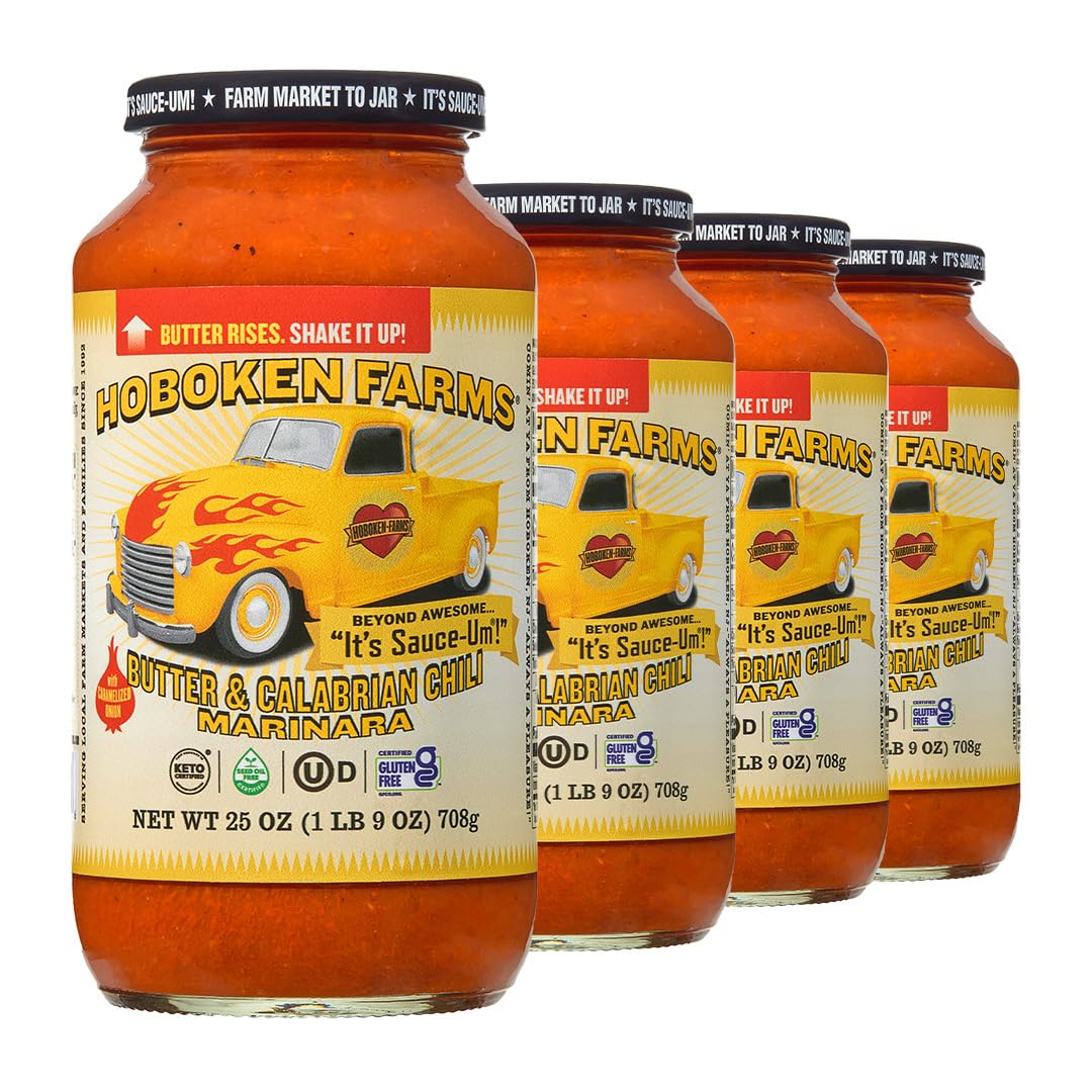 Hoboken Farms Butter & Calabrian Chili Marinara Sauce - No Sugar Added, Non-GMO, Preservative-Free, Low Carb, Keto and Seed Oil Free - Better For You