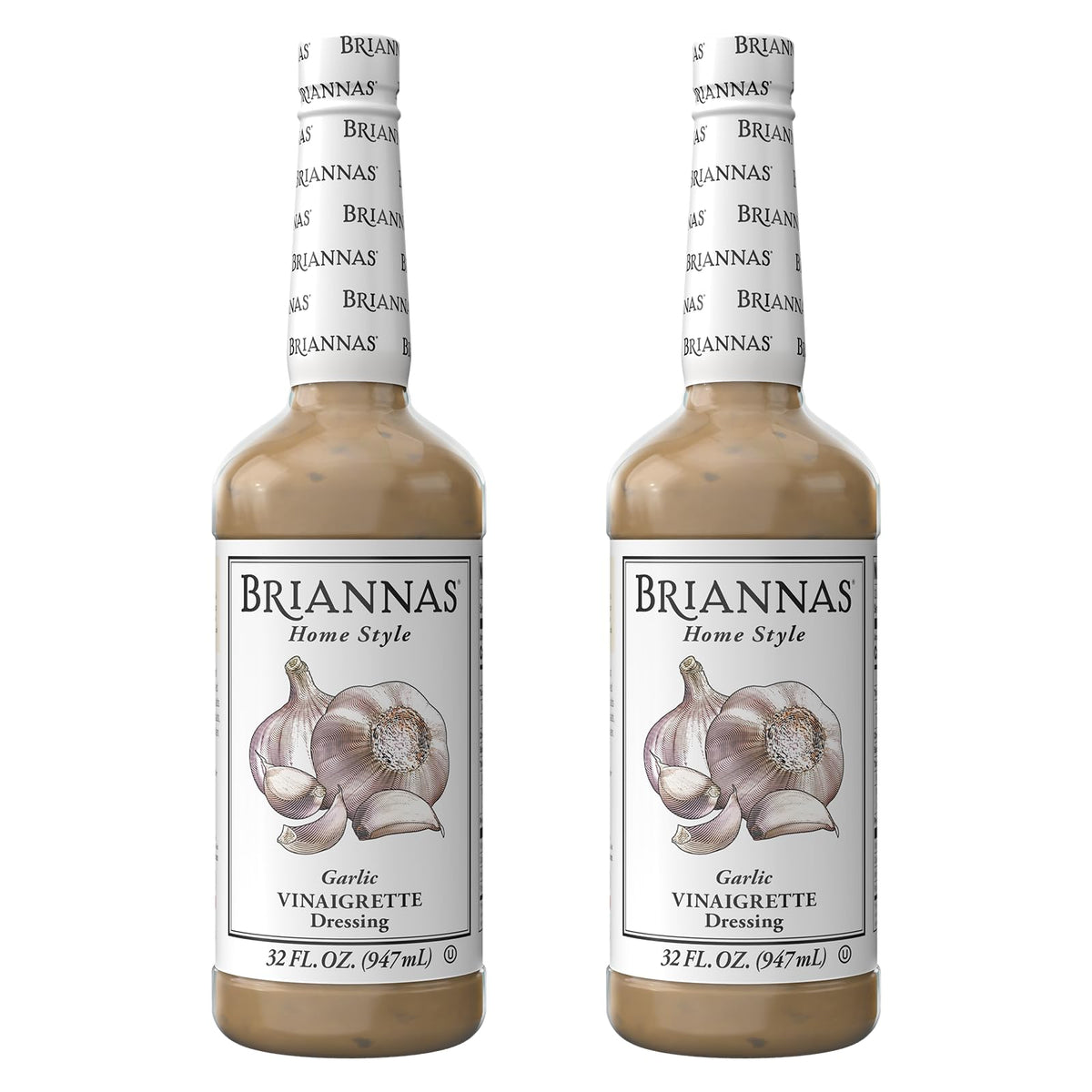 BRIANNAS - Home Style Garlic Vinaigrette Dressing - Fine Salad Dressing made with Premium Ingredients - Gluten Free, Vegan, & Kosher Dressing - 32 oz
