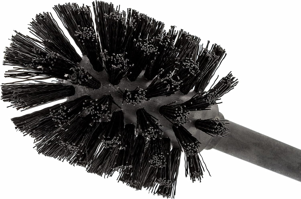 BROOKSTONE Toilet Brush and Holder Set for Bathroom with Splash Guard for Deep Cleaning, Compact and Space Saving Stylish Toilet Bowl Cleaners, Chrome