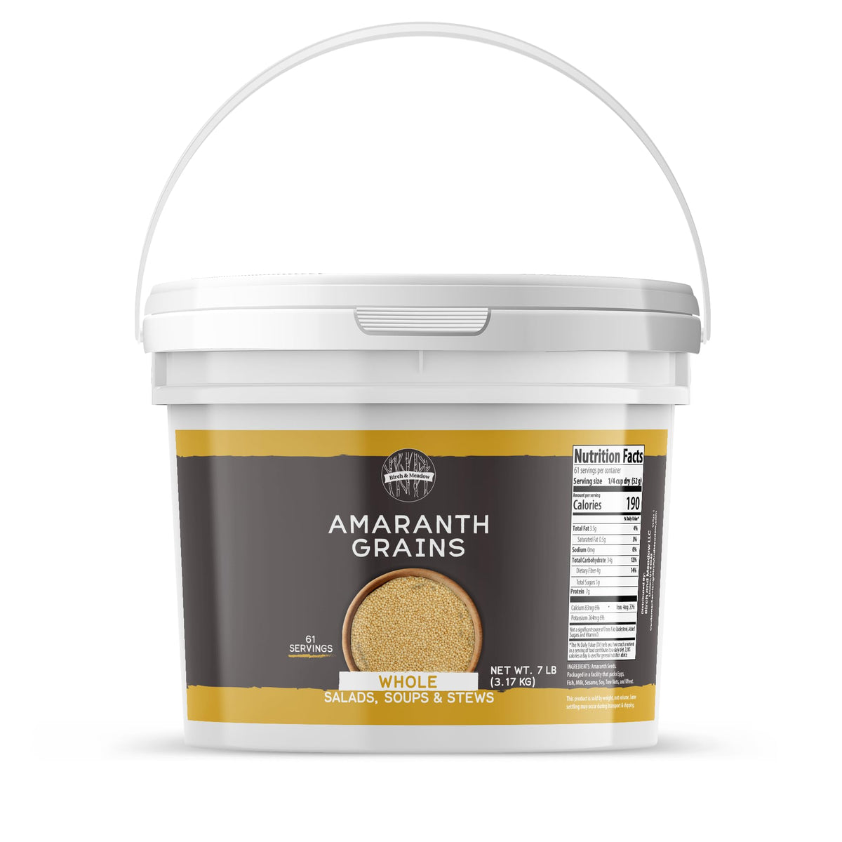 Birch & Meadow 1 Gallon Whole Amaranth Grains, Non GMO, Allergen Free