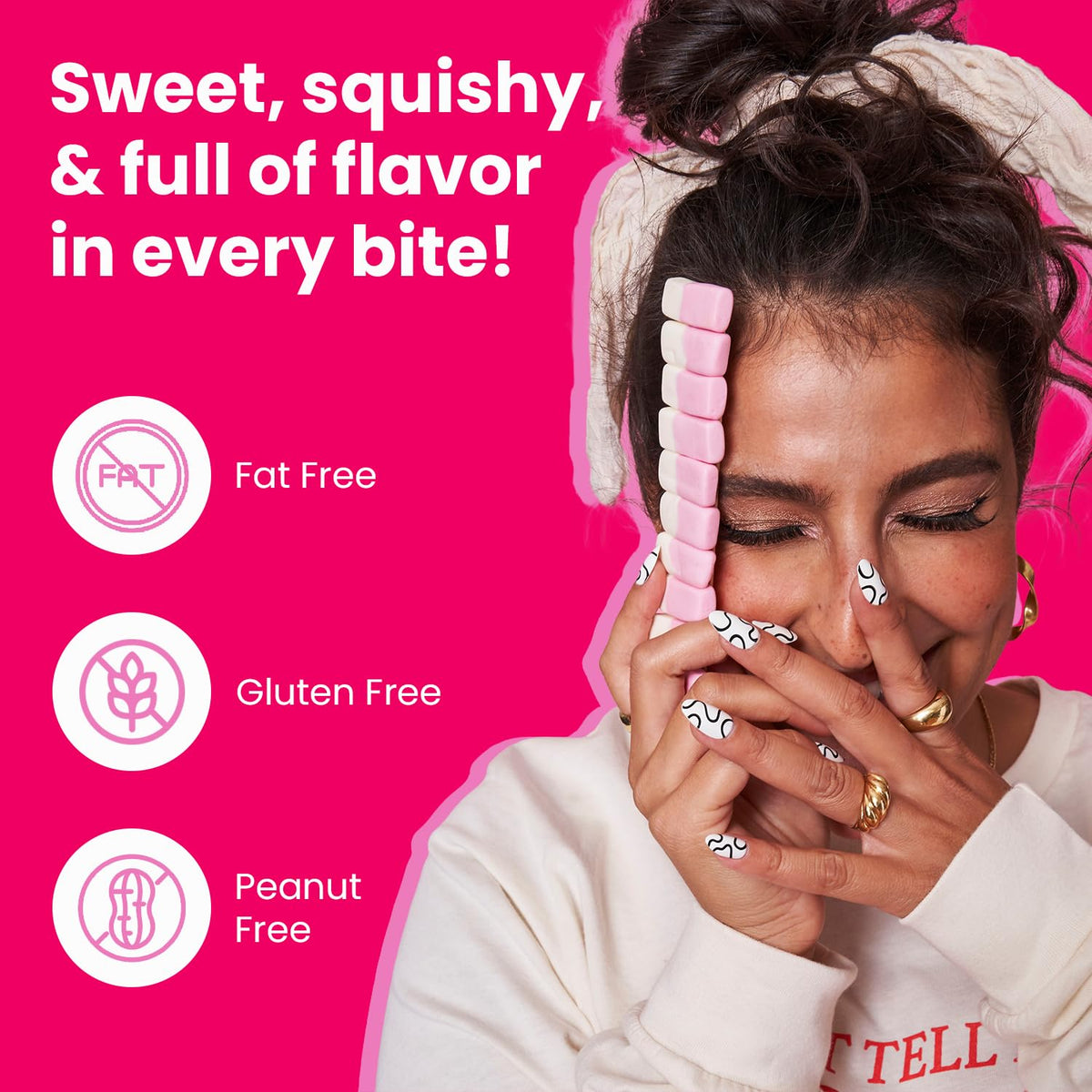 Smarties Squashies Foam Gummy Candies & Smarties Sample Packet Variety-Pack - Raspberry & Cream Flavored - Allergen Free, Peanut Free & Gluten Free