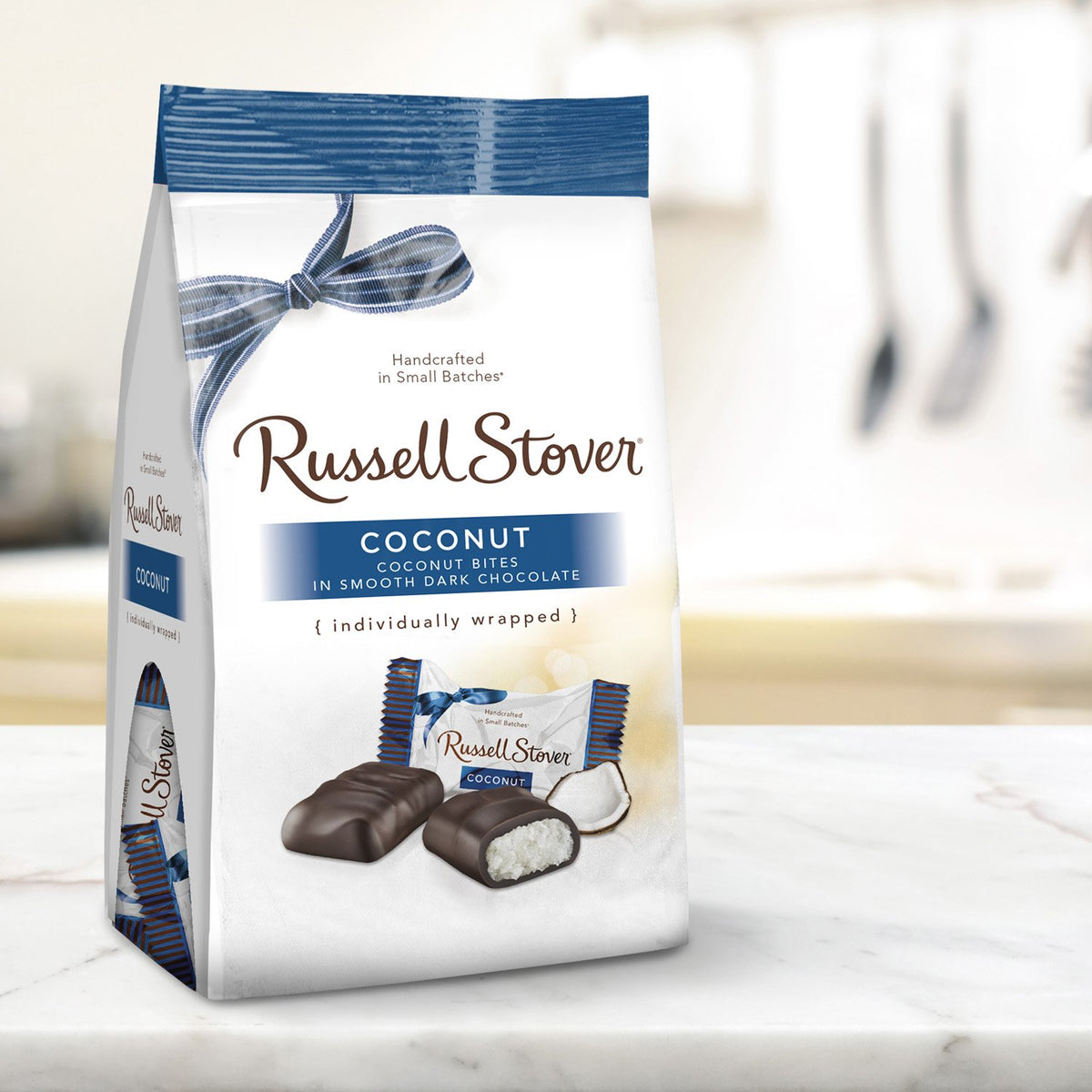 Russell Stover Dark Chocolate Coconut Mini Gusset Bag 6 Ounce Russell Stover Chocolate Coconut Chocolate Candy Bag; Sweet Coconut Covered in Rich