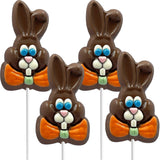 6-Pack Fruidles Decorated Easter Bunny Big Chocolate Lollipop Holiday Treats, Milk Chocolate Double Crips, Pop Party Bag Fillers, Individually