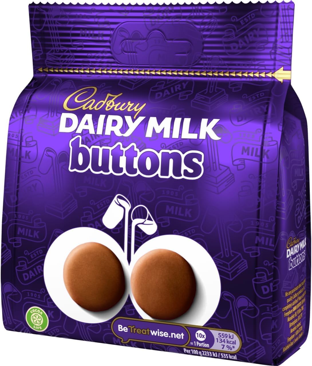 Cadbury Dairy Milk Giant Chocolate Buttons Bag, 85g , Perfect for sharing with friends and family, Pack of 10