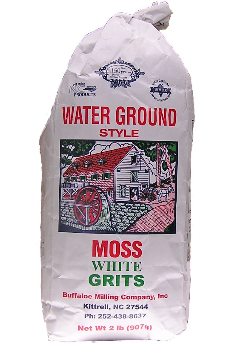 Moss Water Ground White Corn Grits 2 Lbs