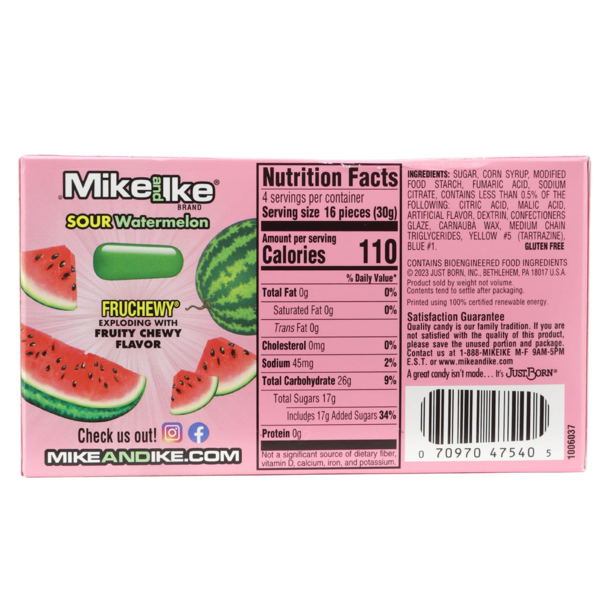 Mike and Ike Sour Watermelon Theater Boxes, Chewy Fruit Candies, Movie Night Treats, 4.25 Ounces (Pack of 3)