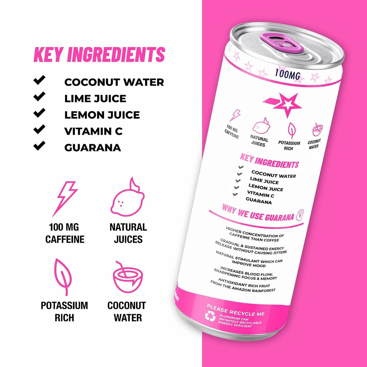 TAKE FLIGHT ENERGY, Natural Juices, Guarana, Focus & Hydration (LIGHT 100MG CAFFEINE, SINGLE CAN)